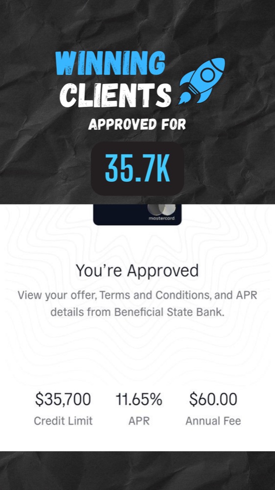 Client approved for $35.7K with credit limit and terms