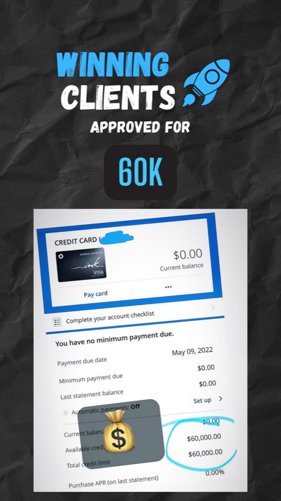 Client approved for $60K in business funding