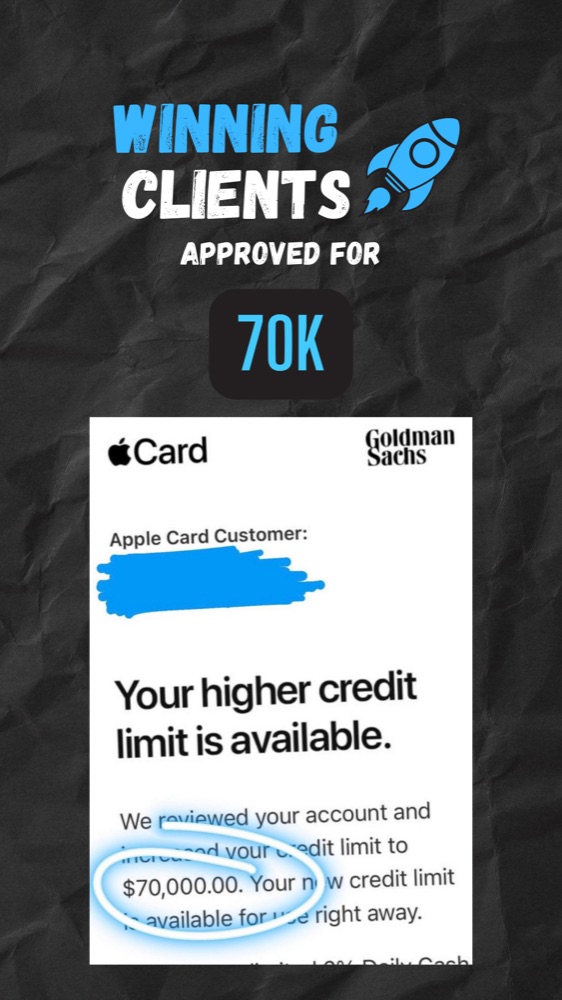 Client approved for $70K in business funding